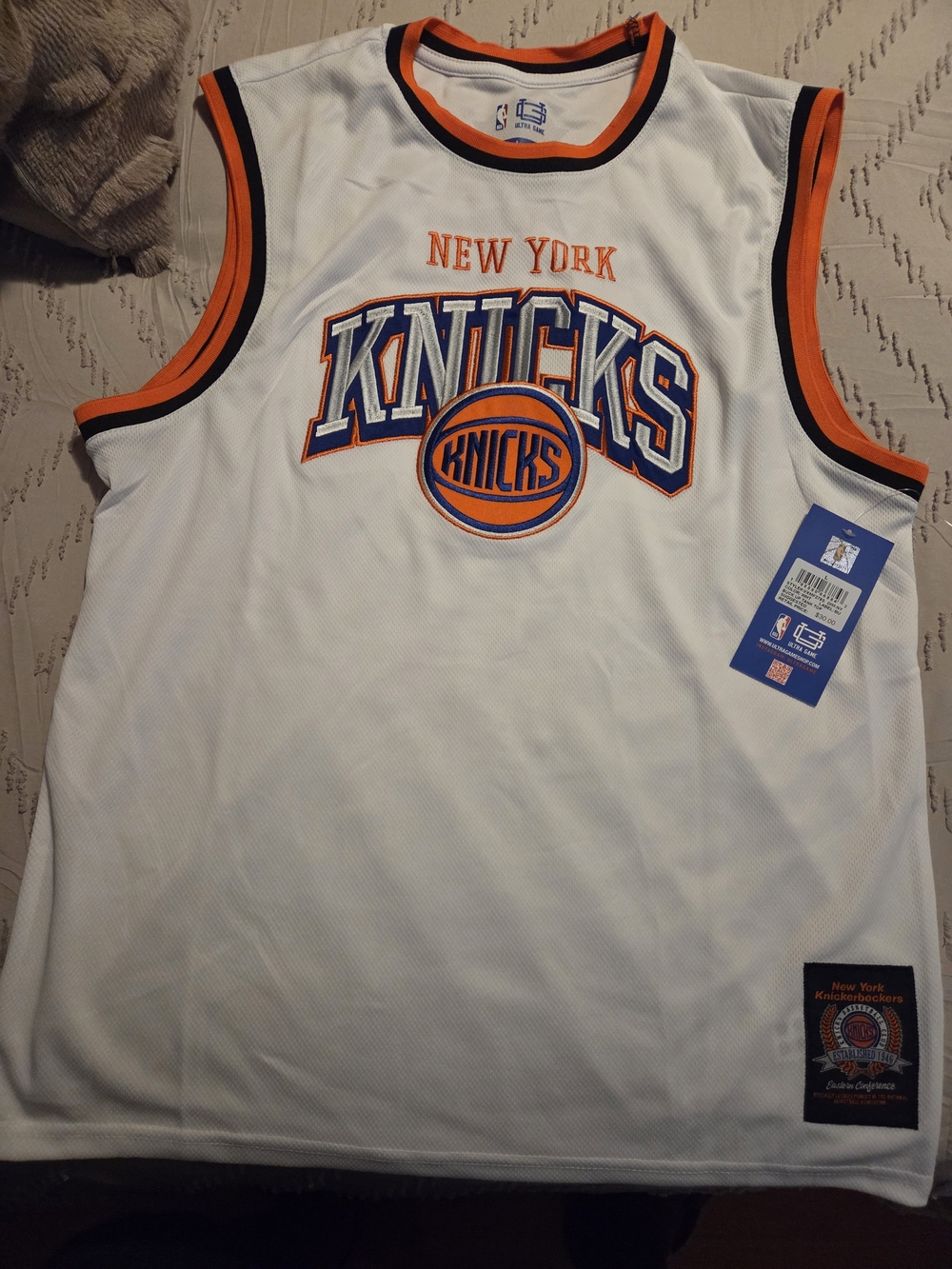 New York Knicks White & Orange Men's Basketball Jersey